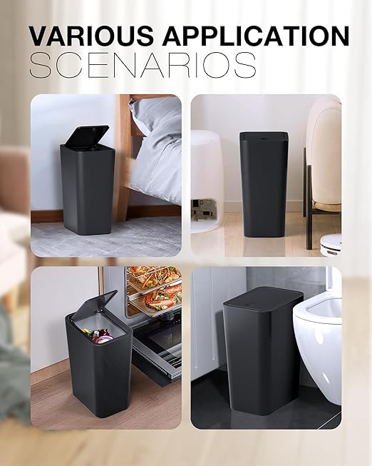 Bathroom Trash Can with Lid, 2 Pack 4 Gallons/15 Liters Garbage Can with Pop-Up - Image 8