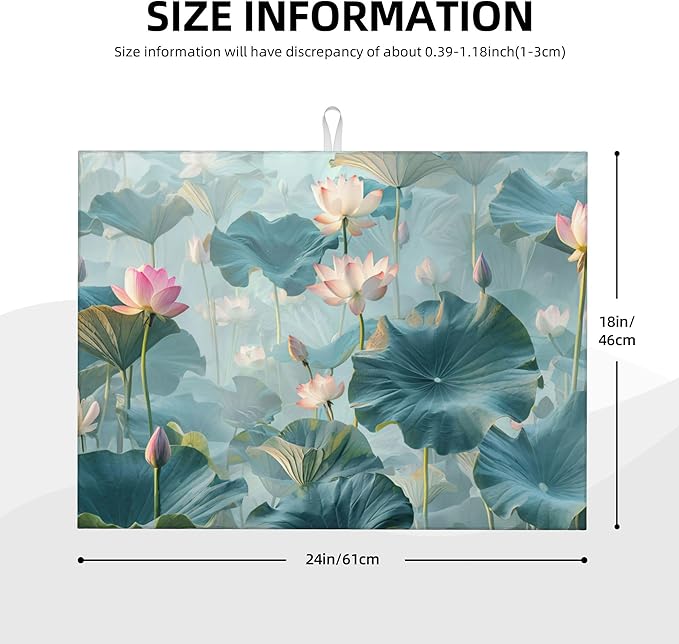 Pond Lotus Dish Drying Mats for Kitchen Counter, Absorbent Reversible - Image 2