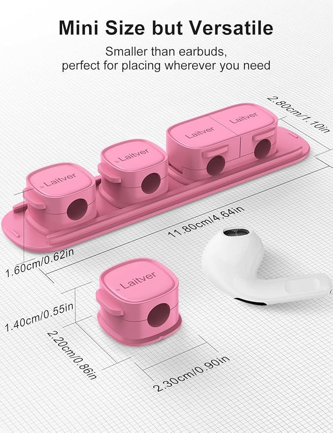 6 Pack Magnetic Cable Clips, Laitver Cord Organizer Holder Strong Adhesive Desk - Image 8