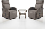 Dual-Adjust Swivel Outdoor Recliner Chair Set of 3 - Reclining Patio Chair with Adjustable Backrest and Footrest, All-Weather Wicker Chaise Lounge Outdoor with Side Table for Pool Deck Brown by Belord