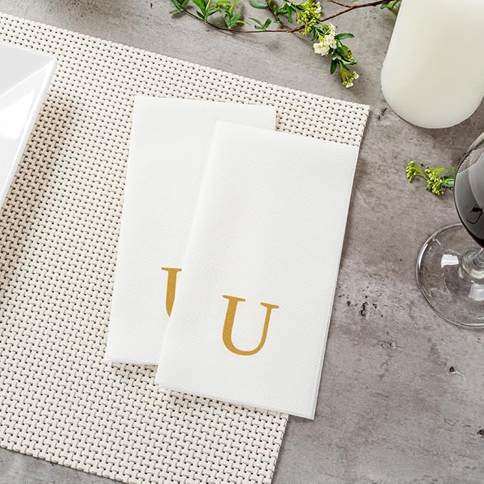 Luxenap 15.8 X 7.9 Inch Linen-Feel Guest Towels, 50 Lettered Hand Towels - Image 6