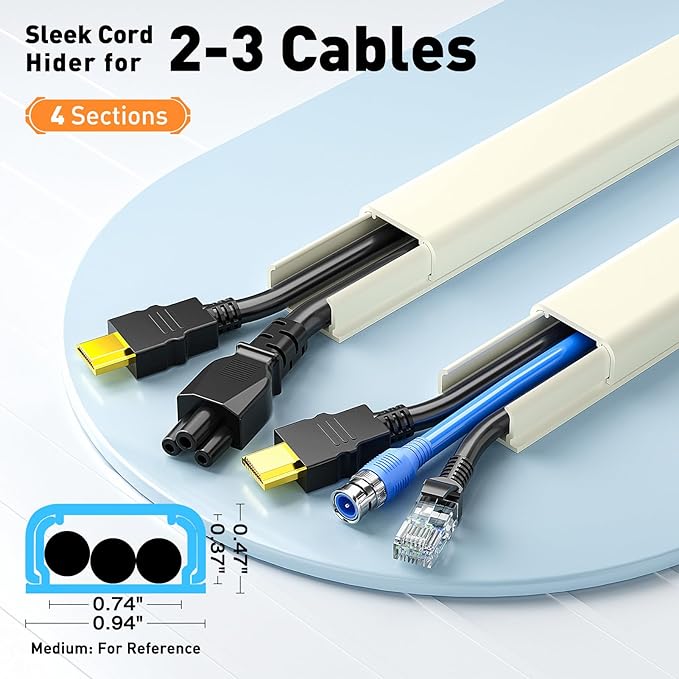 Delamu Beige Cord Hider, 62.8in Beige Cable Hider, Cord Covers - Image 2