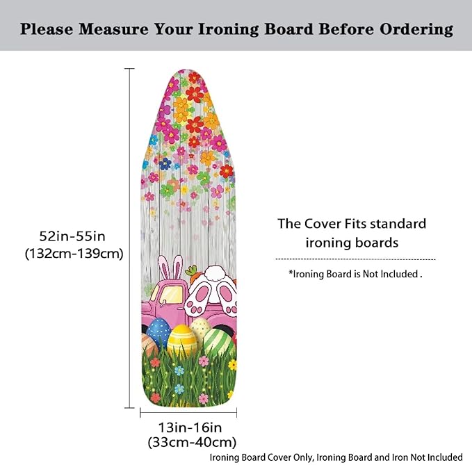 Bunny Ironing Board Cover Easter Standard Size Wood Print Ironing Board Dust - Image 5