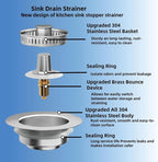3 in 1 Kitchen Sink Drain Strainer, Universal Stainless Steel Kitchen Sink - Image 3