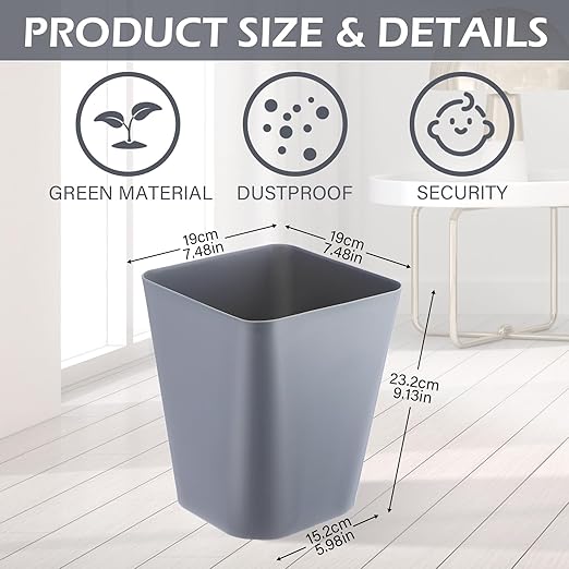 Amyhill 10 Pcs Small Trash Can 2 Gallon Plastic Garbage Can Small Waste Basket - Image 2