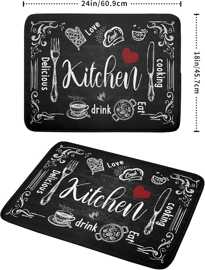 Kawani Black Coffee Bar Dish Drying Mats - Image 2