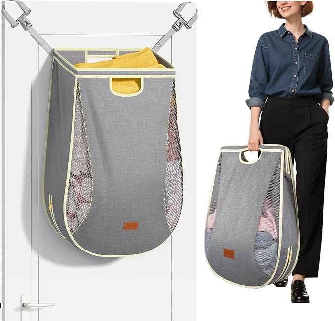 Ligereza Large Capacity Hanging Laundry Hamper Bag, Portable Over The Door by Ligereza