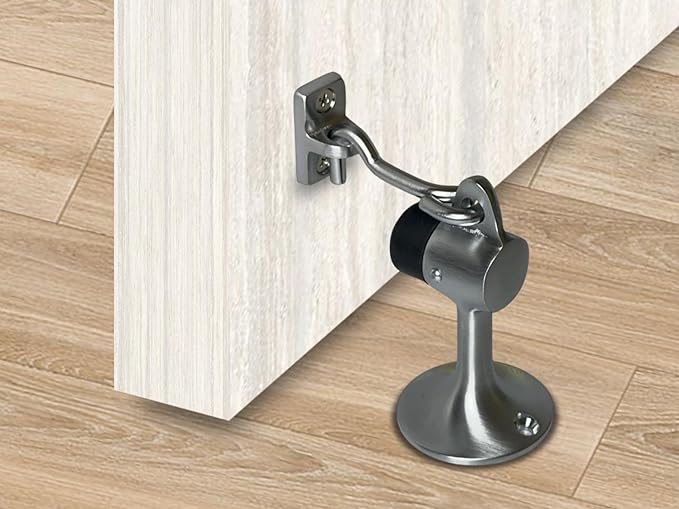 QCAA Solid Brass Door Stop, 3-15/16" Height, Satin Chrome, 1 Pack - Image 8