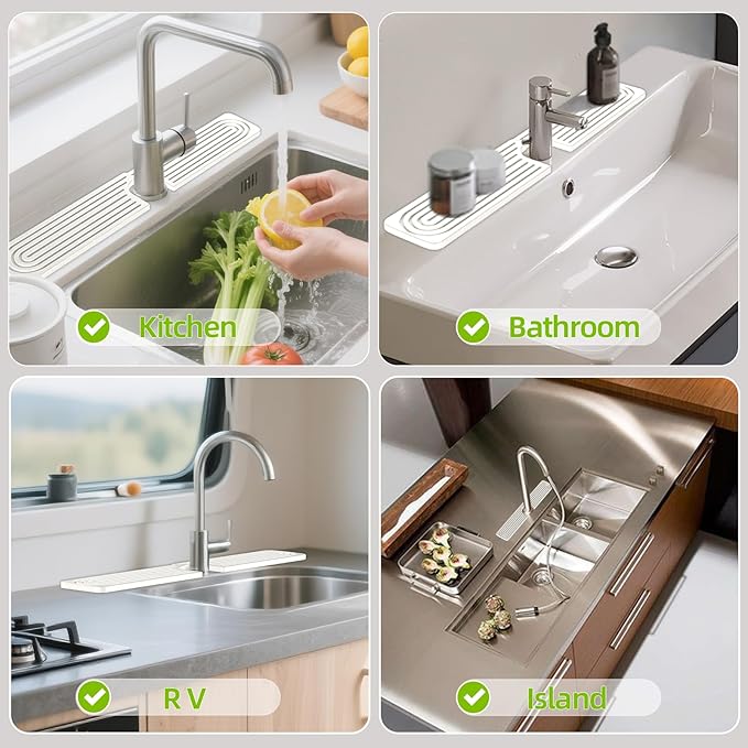 Stone Faucet Mat for Kitchen Sink, Diatomite Quick Dry Kitchen Sink Splash Guard - Image 8