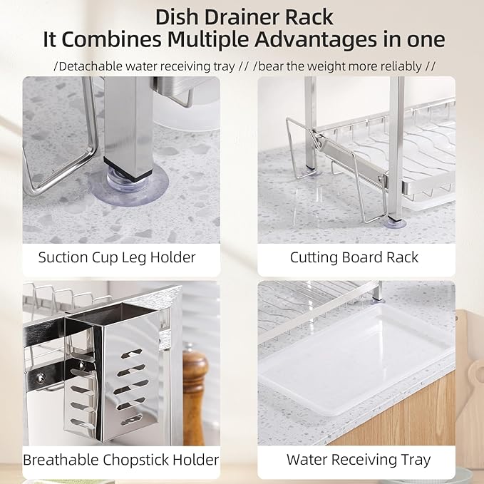 Dish Drying Rack, Double Layered countertop Kitchen Organizer - Image 8