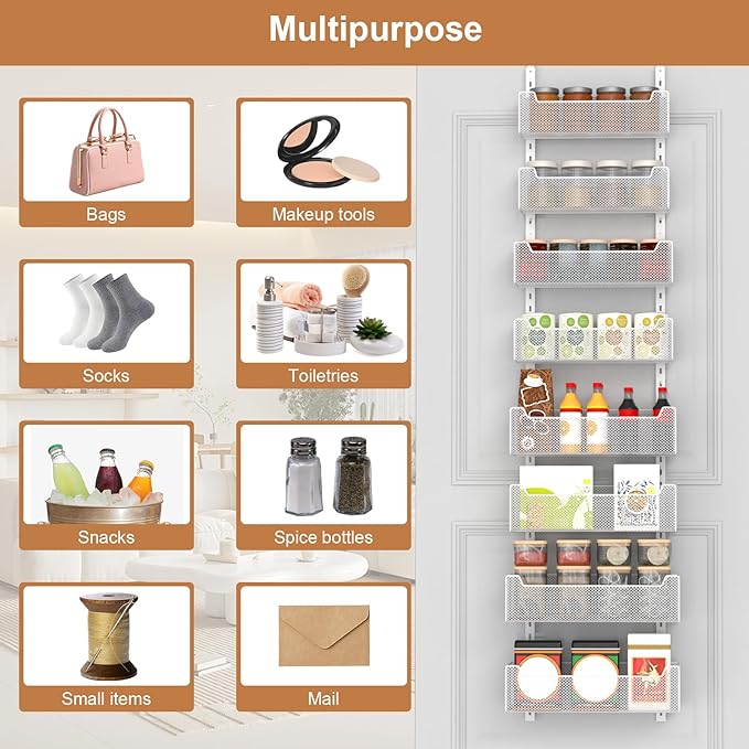 Over The Door Organizer, 8-tier Metal Door Organizer Hanging - Image 8
