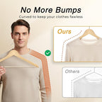 HOUSE DAY Slim Wooden Hangers 10 Pack, Solid Wood Hanger - Image 2