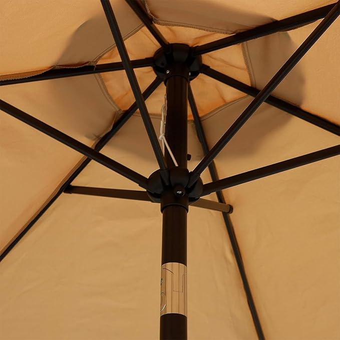Blissun 7.5 ft Patio Umbrella, Yard Umbrella, Outdoor Market Umbrella with Push Button Tilt Crank (Tan) - Image 3