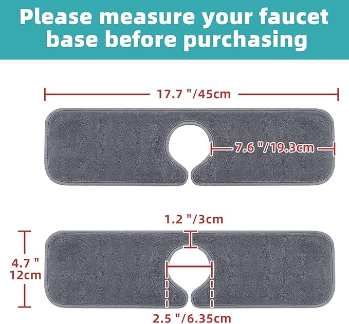 PoYang 4 Pack Faucet Mat for Kitchen Sink Splash Guard Short: Super Absorbent - Image 6