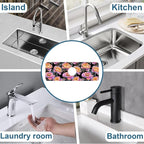 Colorful Peonies Sink Splash Guard Blooming Peonies Faucet Absorbing Mat Fast - Image 7