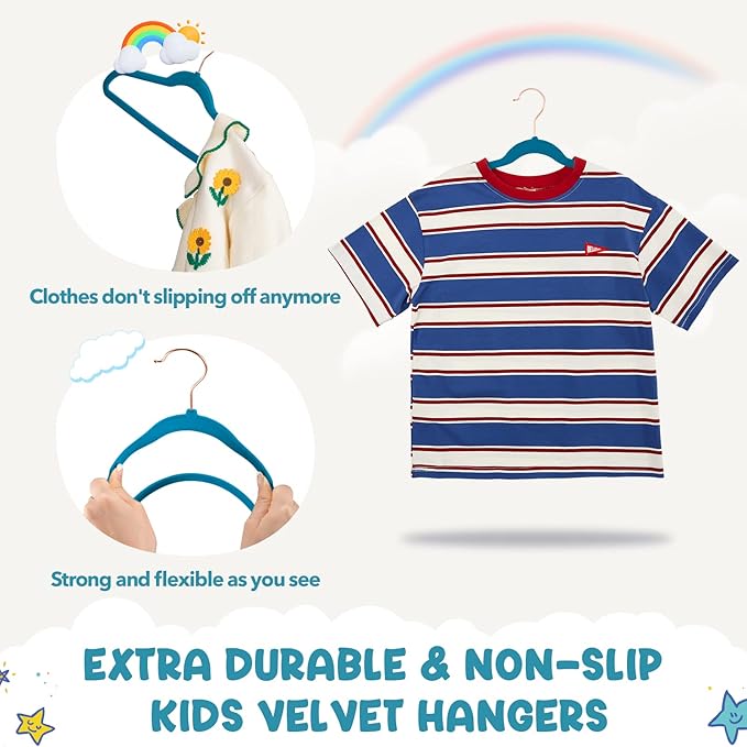 HOUSE DAY Velvet Kids Hangers 60 Pack, Premium Childrens Hangers - Image 3