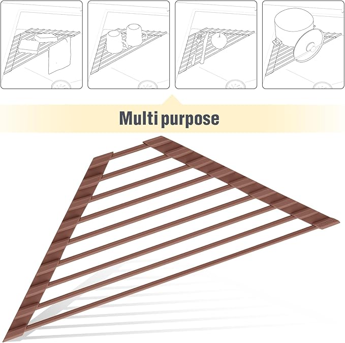 Tomorotec Compact Silicone-Coated Triangle Dish Drying Rack - Image 7