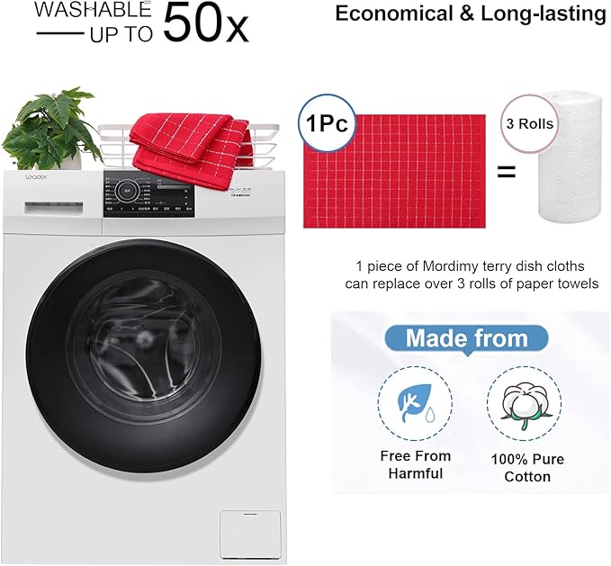 Mordimy 100% Cotton Terrycloth Kitchen Towels and Dishcloths Sets, Soft and - Image 5