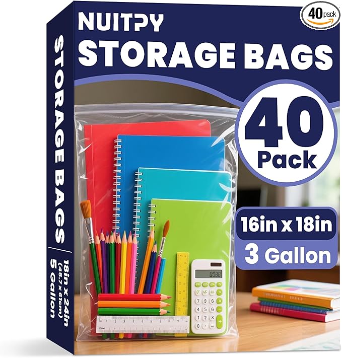 40 Pack Large 3 Gallon Storage Bags by Unknown