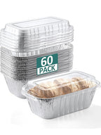 60 Pack 6x3.5x2 Disposable Aluminum Loaf Pans by NEEBAKE