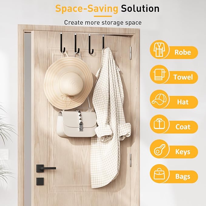 8 Pack Over The Door Hooks, Door Hanger Hook, Towel Hooks - Image 5