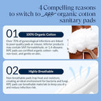 100% Organic Overnight Pads for Women, Ultra Thin Extra Heavy Flow Sanitary Pads - Image 4