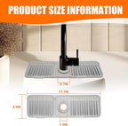 17.7" Gray Button Style Faucet Drip Catcher – Silicone Faucet Mat - Image 2