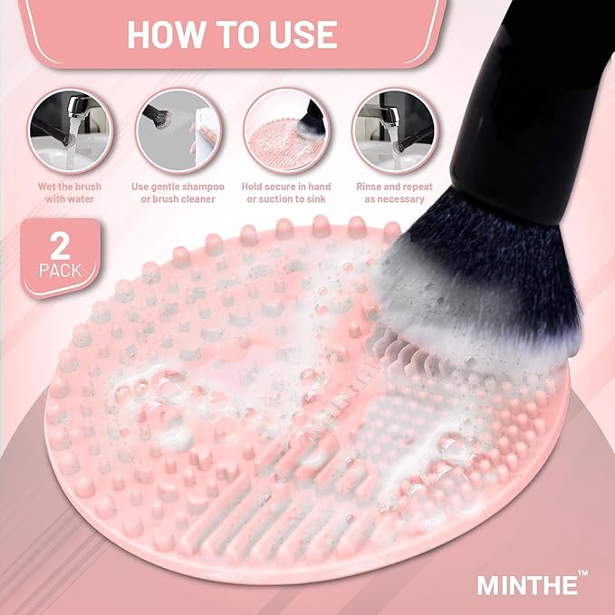 MINTHE™ Makeup Brush Cleaner Mat | 2 Pack | Silicone Make up Cleaning Pad - Image 6