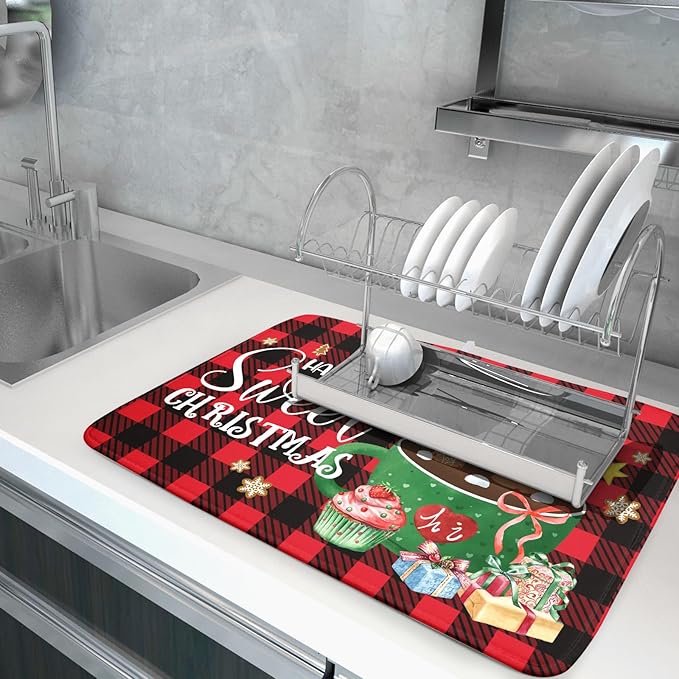 Giwawa Gingerbread Man Dish Drying Mat Large 18x24inch Have A Sweet Christmas - Image 5