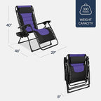 Best Choice Products Oversized Padded Zero Gravity Chair, Folding Outdoor Patio Recliner, XL Anti Gravity Lounger for Backyard w/Headrest, Cup Holder, Side Tray, Polyester Mesh - Black/Purple - Image 3