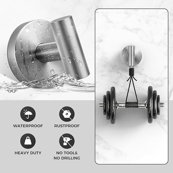 Shower Hooks for Inside Shower, No-Drill Removable&Reusable Towel Hooks for - Image 3