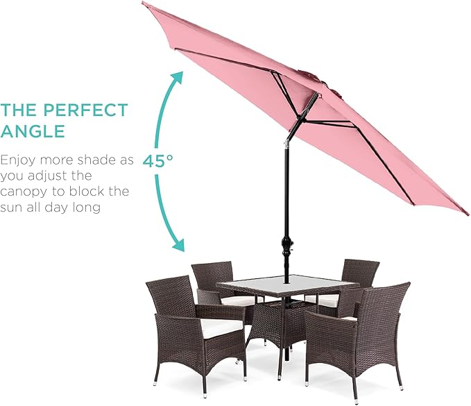 Best Choice Products 10ft Outdoor Table Compatible Steel Polyester Market Patio Umbrella w/Crank and Easy Push Button Tilt - Image 2