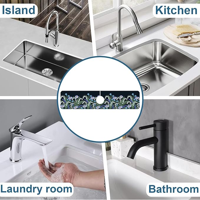 Blooming Lilies Sink Splash Guard Valley Lilies Flowers Faucet Absorbing Mat - Image 7