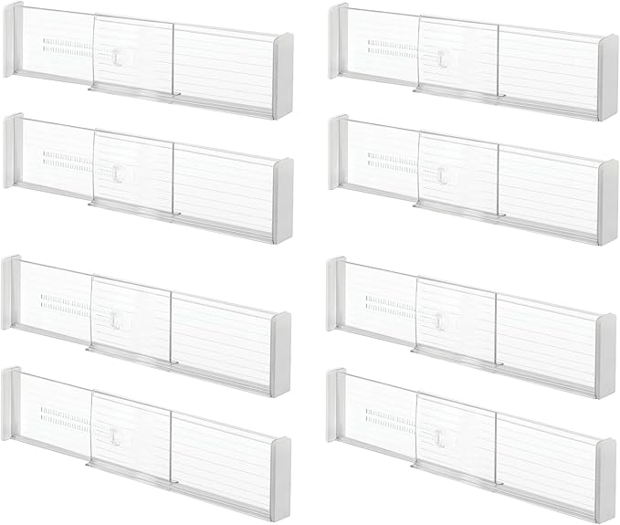 iDesign Plastic Adjustable Deep Kitchen or Dresser Drawers-Set of 8-Clear by iDesign