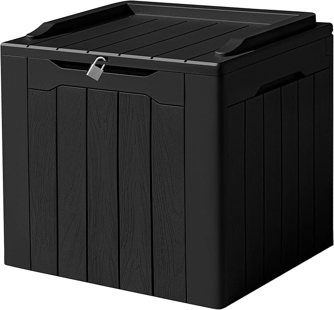 Devoko 31 Gallon Waterproof Outdoor Storage Box Resin Deck Box Lockable and UV Resistant for Patio Furniture,Garden Tools (Black) by DEVOKO