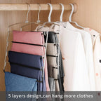 FeeraHozer Pants Hangers Non Slip 6 Pack Space Saving Hangers Multi-Layer Swing - Image 2