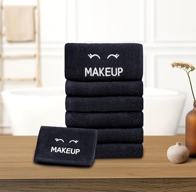 White Classic Bleach Safe Black Makeup Washcloths - Image 4