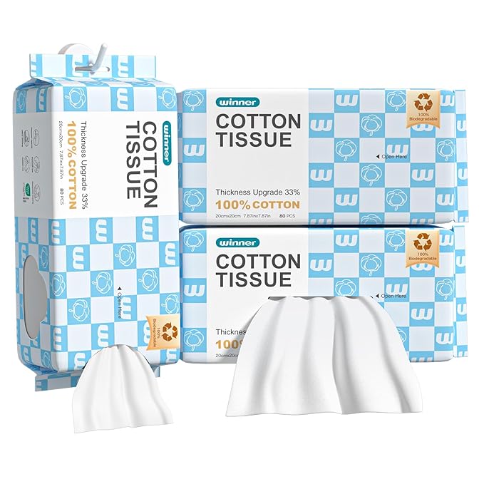 Winner Soft Face Towels, Upgraded Thicker 100% USDA Biobased Facial Towels by Winner