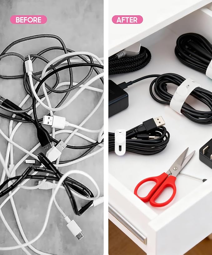 25Pack Silicone Cable Ties, Reusable Cord Organizer - Image 7