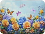 Spring Blue Yellow Hydrangeas Flowers Dish Drying Mat by Sweetshow