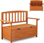 VINGLI Outdoor Storage Bench, Large Wood Deck Box with Seating, Weatherproof Outdoor Bench with Storage Loveseat, 2-Person Wooden Patio Bench for Entryway, Backyard, Garden by VINGLI