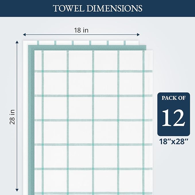 LANE LINEN Kitchen Towels & Dishcloths Set of 12-100% Cotton, Quick-Drying 18” - Image 3