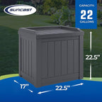 Suncast 2 Pack 22 Gallon Indoor or Outdoor Backyard Patio Small Storage Deck Box with Attractive Bench Seat and Reinforced Lid, Stone Gray - Image 3