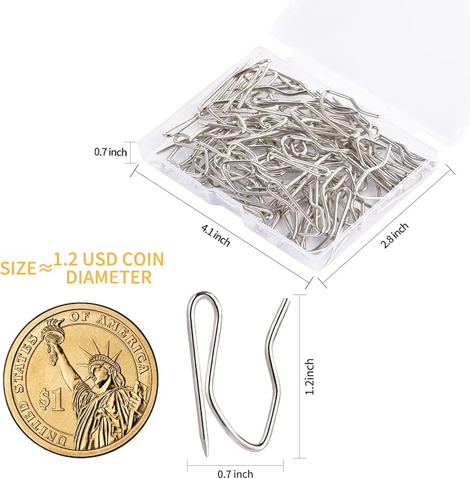 1.2 Inches Curtain Hooks, Sopito 58pcs Metal Drapery Pin and Hook - Image 2