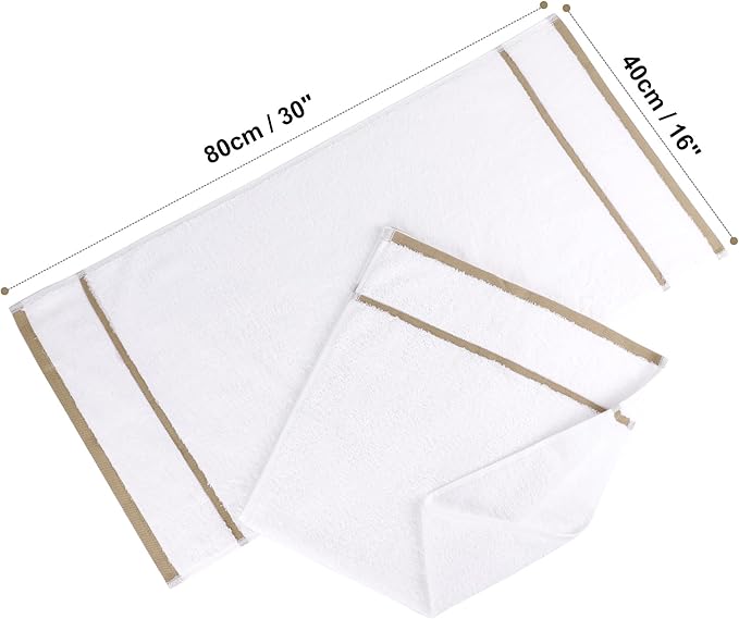 PiccoCasa Set of 2, 750 GSM Luxury White Hand Towels - Image 6