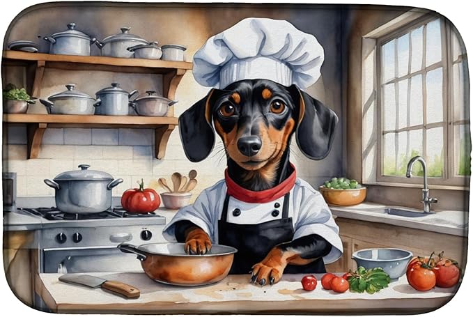 Caroline's Treasures DAC6238DDM Dachshund The Chef Dish Drying Mat Absorbent by CarolinesTreasures