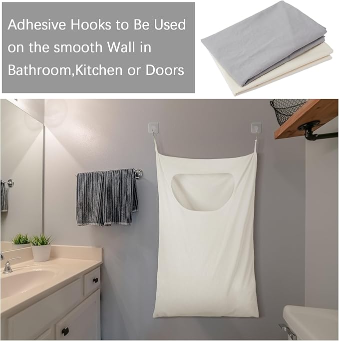 2 Pcs Large Hanging Laundry Hamper Bag 28 x 35 in Over The Door Hamper Space - Image 6