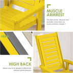 GREENVINES Outdoor Rocking Chairs | Set of 2 | Porch Rocker | HDPE Plastic | Yellow | Oversized Rockers | High Back | Big & Tall | Ladder Back | for Patio Outside Backyard Balcony Garden - Image 7