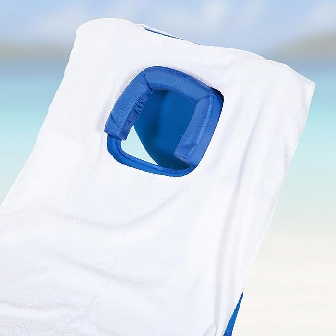 Ostrich Custom Fitted Towel for Chaise Lounge, Outdoor Beach Chair Cover with Storage Pockets, White - Towel Only - Chair Not Included - Image 3