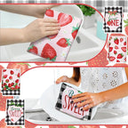 Bencailor 4 Pcs Strawberry Kitchen Towels Spring Berry Hand Dish Towels - Image 2